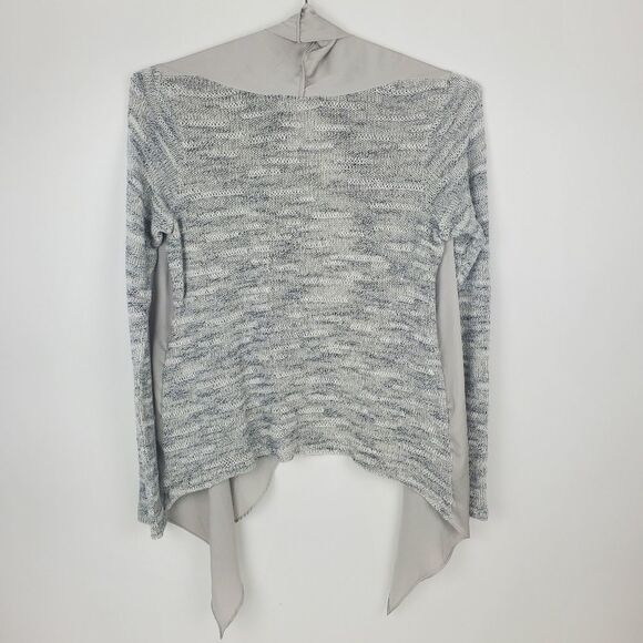 LOLA & SOPHIE Open Front Drape Knit Cardigan Sweater Contrast Fabric Career Work - Picture 5 of 5